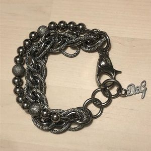 D&G Dolce and Gabbana Silver Stainless Steel Chain Bracelet